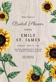 Sunflowers And Wood Bridal Shower Invitation Template Greetings Island Bridal Shower Invitations Printable Bridal Shower Invitations Free Sunflower Wedding Invitations