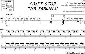Can T Stop The Feeling Justin Timberlake Drum Sheet Music Onlinedrummer Com Drum Sheet Music Sheet Music Drums Sheet