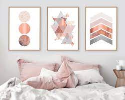 Printable Art Downloadable Prints Set Of 3 Prints Wall Decor Scandinavian Blush Pink Copper Rose Gold Poster Wall Art Trending Now In 2021 Rose Gold Bedroom Gold Bedroom Home Decor