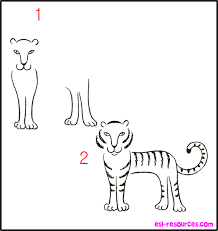 How To Draw A Tiger I Like The Symmetrical Front View With The Side Body Art Drawings For Kids Tiger Drawing For Kids Tiger Drawing