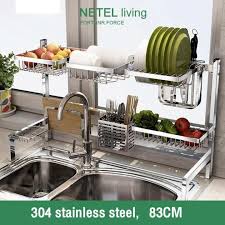 Netel 304 Stainless Steel Dish Rack Free Match Nonslip Kitchen Dish Drying Rack Foldable Storage Shelf On Top Kitchen Sink Free Shipping Kitchen Dishes Dish Rack Drying Kitchen Tops