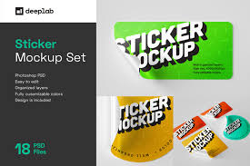 Free for personal and commercial use zip file includes: Sticker Mockup Set In Product Mockups On Yellow Images Creative Store