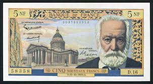 France Currency 5 New Francs Victor Hugo Banknote Of 1959 Issued By The Bank Of Bank Notes Banknote Collection Victor Hugo
