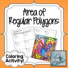 Key activities study link 3 9 students measure to find angle sums for triangles, quadrangles, pentagons, and hexagons. Area Of Regular Polygons Coloring Activity Regular Polygon Color Activities Polygon