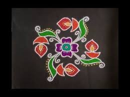 Simple Rangoli Design With Colours And Dots 10x2x2 For Festivals And Competitions Flower And Deepa Rangoli Designs Colorful Rangoli Designs Simple Rangoli