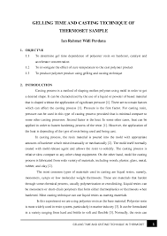 Pdf Gelling Time And Casting Technique Of Thermoset Sample