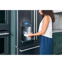 When the panel is unlocked, the . Cafe Energy Star 27 8 Cu Ft Smart French Door Refrigerator With Hot Water Dispenser Cfe28tp2ms1 Cafe Appliances