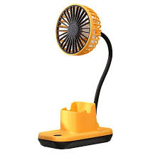 Quạt tích điện mini có hộp đựng bút và kệ điện thoại