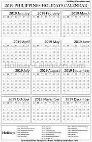 Philippines Bank Holidays 2019 Free Download Holiday Calendar Free Calendar Template Calendar 2019 Template