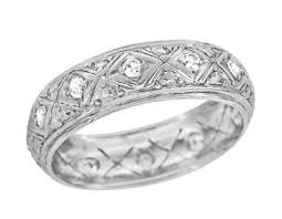 Art Deco Torrington Engraved Filigree Antique Diamond Eternity Wedding Band In Platin Wedding Rings Vintage Diamond Eternity Wedding Band Filigree Wedding Band