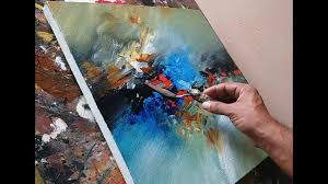 Abstract Painting Blending With Brush And Palette Knife In Acrylics Demonstration Youtube Learn how to paint simple impasto impressionist teal poppies with a palette knife. abstract painting blending with brush and palette knife in acrylics demonstration