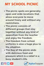 Picture composition for class 6. Essay On My School Picnic My School Picnic Essay For Students And Children In English A Plus Topper