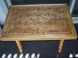 Coffee Table Chip Carved Holzkunst Schnitzen Holz