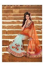 Http Rajasthanispecial Com Index Php Womens Collection Net Sarees Orange Net Party Wear Saree With Heavy Designer Blous Party Wear Sarees Chiffon Saree Saree