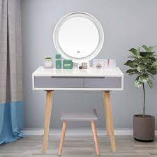 Makeup Vanity Set With Stool And Mirror In 2021 Vanity Table Set Dressing Table Vanity Mirrored Vanity Bedroom