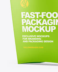 Download Matte Paper Medium Size Fast Food Packaging Mockup Half Side View In Box Mockups On Yellow Images Object Mockups PSD Mockup Templates