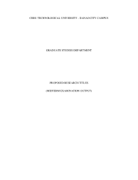 Payment plans are available for students with accounts in good standing. Doc Cebu Technological University Alma Lyn Opsar Academia Edu