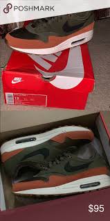Nike Air Max 1 Olive Canvas Black Dark Russet Shoes Worn Only Once In Great Condition Nike Shoes Sneakers Nike Air Max Nike Air Nike