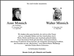 Traueranzeigen von Anni/Walter Minnich