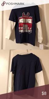 Carter S Tee Shirt Carter S Tee Shirt Navy Blue And Long White Sleeves Red Truck Print On The Front Of The Shirt Ca Long Sleeve Tshirt Men Tee Shirts Shirts