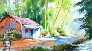 Watercolor Painting For Beginners Forest House Drawing With Watercolor Youtube Watercolor Landscape Paintings Watercolor Scenery Famous Watercolor Artists