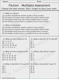 Factoring Greatest Common Factor Worksheet 30 Factors And Multiples Worksheets For Grade 4 W In 2020 Factors And Multiples Free Math Worksheets Greatest Common Factors