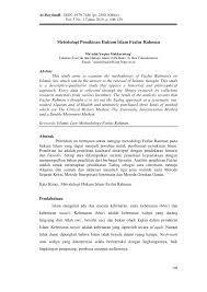 Pdf Metodologi Pemikiran Hukum Islam Fazlur Rahman