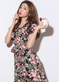 floral print wrap style dress ラップ ワンピース 女性 ワンピース
