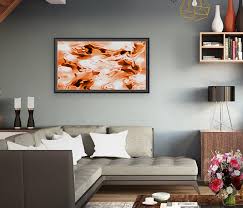 While making a choice about the color that you'd primarily be using in your living room, it would be a commendable idea to go for the unexpected combinations like the pink and orange. Orange Cream Orange Black White Swirls Abstract Wall Art Jaycrave Designs