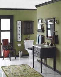 Green Bathroom Black Trim Tan Walls Home Upstairs Bathrooms