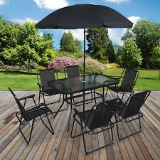 East west 9pc vancouver dining set table w/ 8 padded seat chairs in espresso. 8pc Garden Patio Furniture Set Outdoor Black Rectangular Table Chairs Parasol Ebay