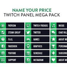 Downloading you'll gett 10 ready to be used panels + 5.psd files which will allow you to edit your name! Twitch Panel Mega Pack Nerd Or Die