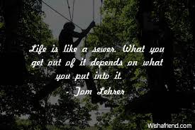 Tom Lehrer Quote Life Is Like A Sewer What You Get Out Of It Depends On What You Put Into It