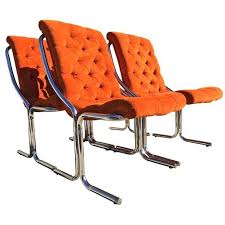 Orange Tufted Velvet Chrome Dining Chairs Velvet Dining Chairs Dining Chairs Chair