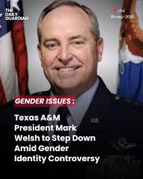 Texas A&M University President Mark Welsh will officially step down Friday  at 5 PM, following growing political pressure tied to a classroom gender  identity dispute. The controversy erupted after a student filmed