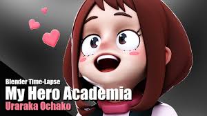 My Hero Academia Uraraka Ochako Sculpting Texturing And Eevee Blend My Hero Academia My Hero Hero