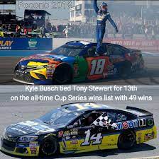After race 7 of 2021 season (bristol motor speedway) … With His 49th Career Nascar Cup Series Win Kyle Busch Tied Tony Stewart For 13th On The All Time Wins List