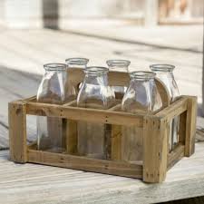 Decorative Wooden Milk Crate With 6 Bottles Milk Crates Crate Decor Milk Bottle Holder
