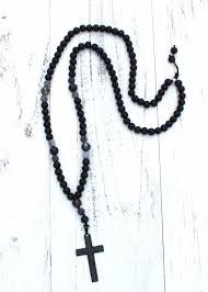 Black Bead Necklace Mens Men S Black Onyx Beaded Necklace Cross Pendant Necklace Prayer Necklace For Women Man Mens Beaded Necklaces Mens Jewelry Necklace Black Bead Necklace