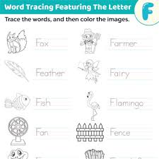 F · fabric · fabrosaurus · face · factory · fahrenheit · falcon · fall · fall Trace The Words Start With F Worksheets Momjunction