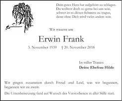 Traueranzeigen von Erwin Frank
