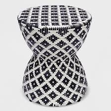 Wicker Hourglass End Table White Black Opalhouse In 2020 Patio Accent Table White Outdoor Table White End Tables