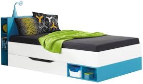 Lit avec coffre de rangement. Lit Ado Et Enfant A Tiroirs Et Rangements Bleu Et Blanc Jolly