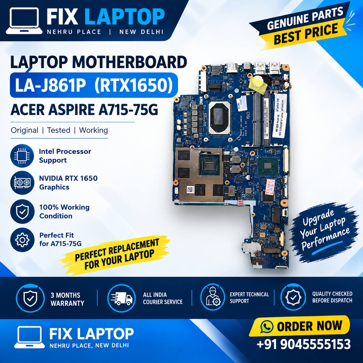 Acer Aspire A715-75G Laptop Motherboard | LA-J861P | RTX 1 product image