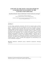 And often, facilities managers (fms) are the chief points of contact for facility issues—even if they don't directly resolve them. Pdf A Review On The Issues And Strategies Of Stakeholder Management In The Construction Industry Saipol Bari Abd Karim Academia Edu