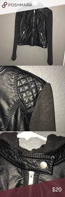 Faux Leather Jacket With Knitted Arms Faux Leather Jackets Leather Jacket Clothes Design
