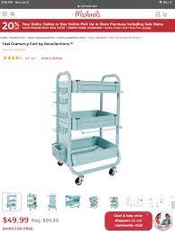 Meet nicole with dear handmade life. Teal Gramercy Cart By Recollections At Michaels Craft Cart Cricut Craft Room Craft Room Organization