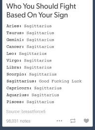Let's find out which are those signs and are you dealing with one of them. Who You Should Fight Based On Your Zodiac Sign Sagittarius Winning Cancer Quotes Zodiac Sagittarius And Cancer Sagittarius Facts