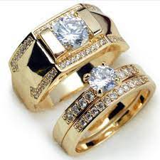 10 Gorgeous Gold Diamond Couple Ring Ideas For Your Engagement Fashions Nowadays Steel Wedding Ring Stainless Steel Wedding Ring Crystal Engagement Rings