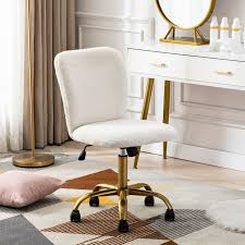 Duhome Faux Fur White Desk Chair